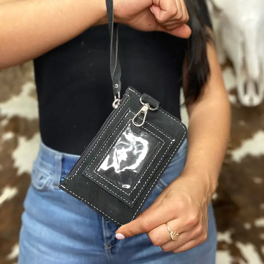 Black Bootstitch Wristlet Credit Card