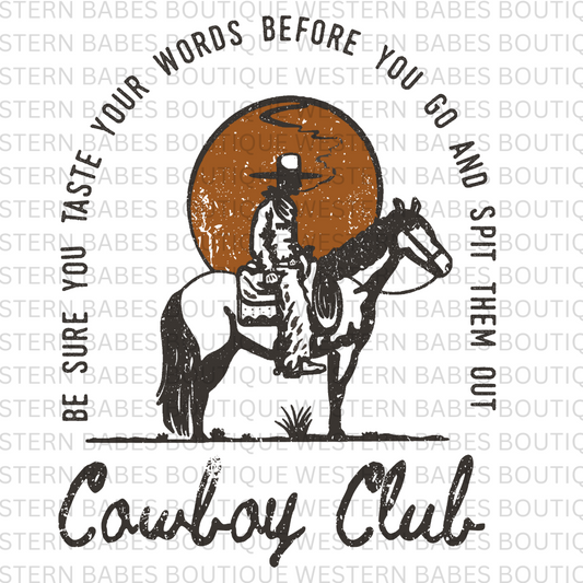 Cowboy Club  DTF Transfer